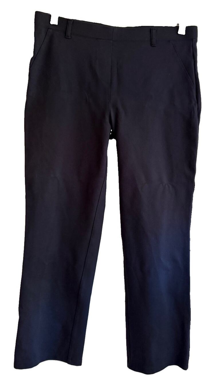 Quince Ultra Stretch Ponte Straight Leg Pants Womens Large Extra Short Navy 26”